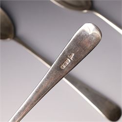 Pair of silver salad servers Sheffield 1905 Maker Walker & Hall, and another pair Sheffield 1915 Maker Atkin Bros