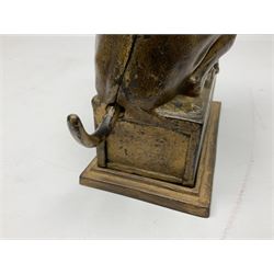 Late 19th century cast-iron mechanical money bank 'Bulldog Bank' by J & E Stevens with coin-on-nose action; patented 27th April 1880 H19.5cm