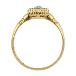 Victorian 18ct gold old cut diamond marquise shaped ring, Birmingham 1900