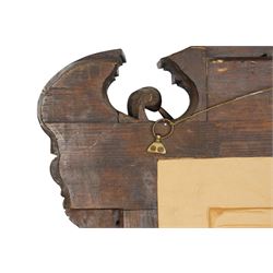 Renaissance-style mid 19th century carved fruitwood wall mirror, carved top surmounted by ‘broken’ arched pediment with central putti figure and grape vine, the sides with two putti figures above C-scroll decorations, and with a similarly carved base