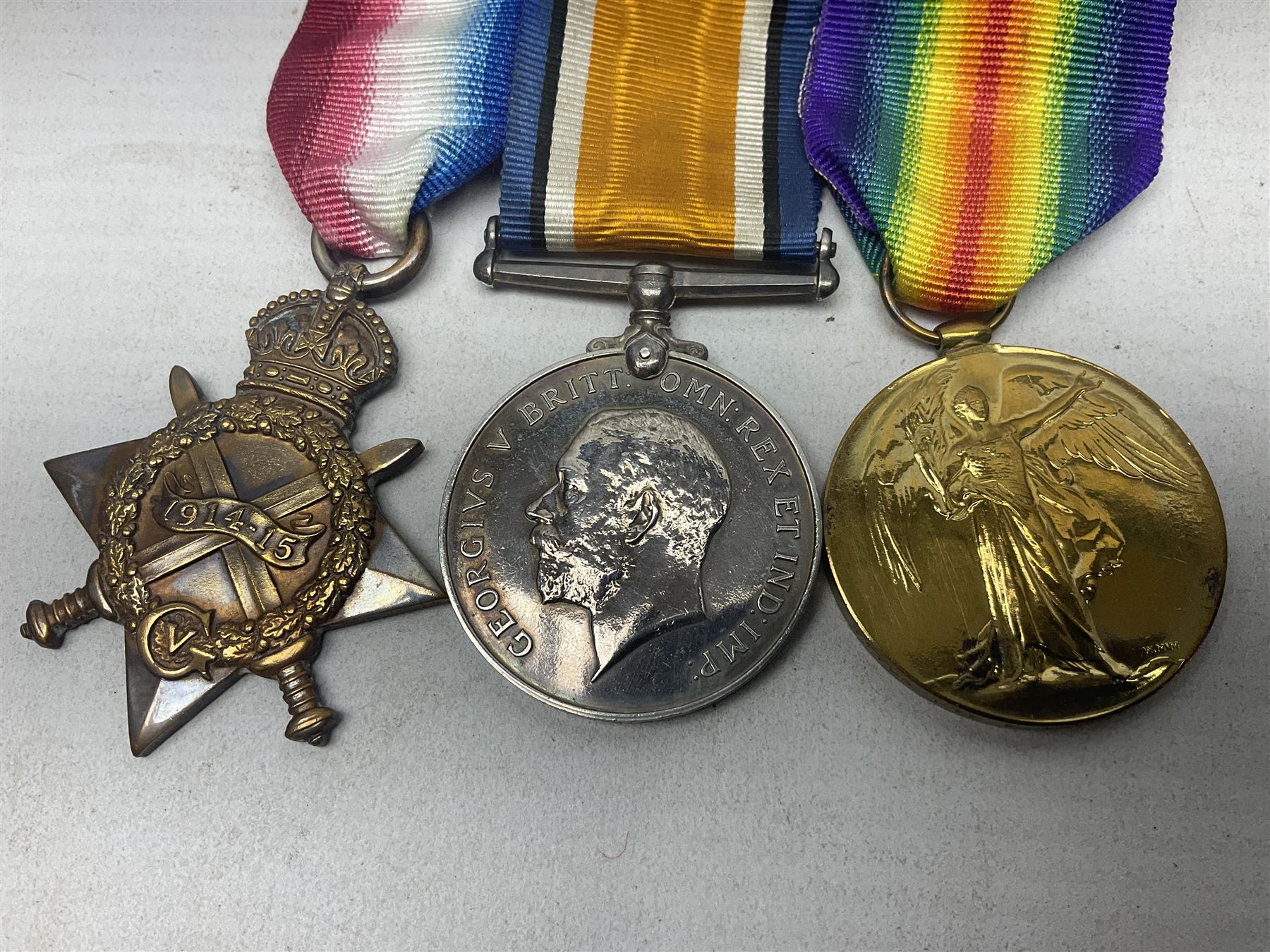 WW1 group of three medals comprising British War Medal, 1914-15 Star and Victory Medal awarded to 41493 Pte. W. Varley R.A.M.C.; all with ribbons