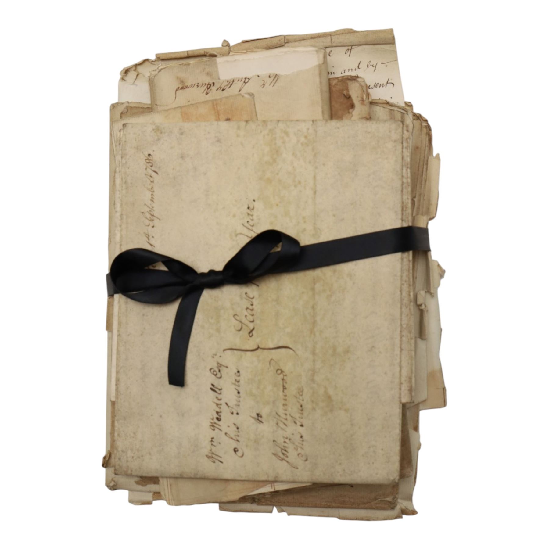 Newby Hall/Weddell family interest - collection of 18th century documents relating to William Weddell Esq of Newby Hall, including manuscript Weddell family pedigree, two printed Acts of Parliament for vesting part of his settled estates in trustees, vellum indentures, trustee appointment and Bank of England receipt, with reference to estates at Hutton, Earswick and elsewhere, dated 1777-1786 (6)