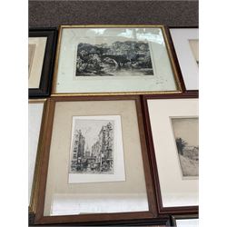 Collection of etchings, artists including Frank Short, Leonard Russell Squirrell, Malcolm Osbourne, Alfred Bentley, Samuel Chamberlain, Sidney Tushingham, Hedley Fitton, etc (16)