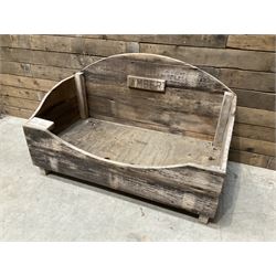 Traditional pine slatted dog bed