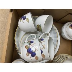 Royal Worcester Evesham and Evesham Vale tea and dinner wares, to include, three large covered tureens, coffee pot, eight tea cups and saucers, milk jug, two covered sucriers, boxed serving spoons etc, approx .130