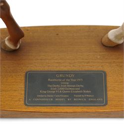 Three Beswick Connoisseur Series racehorses 'Grundy' No.2558, 'The Minstrel' No.2608 and 'Troy' No.2674 and Country Artists racehorse 'First Home' all on wooden plinths (4)