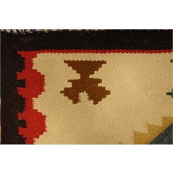  Kilim Moroccan wool beige ground with red and black border, 180cm x 90cm  
