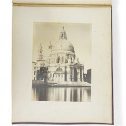 Late 19th century volume of Venetian photographs 'Ricordo di Venezia' with seventeen plates by Maya of Venice in original purple and gilt boards