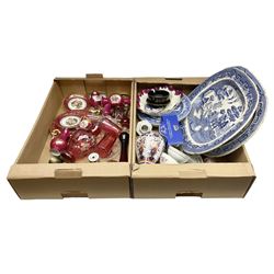 Victorian and later ceramics and glassware, to include cranberry glass, Limoges, blue and white, teawares etc