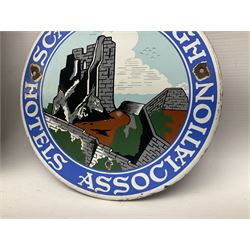 Ward Bros Sherburn Malton enamel sign, together with a Scarborough Hotels Association enamel sign, Malton sign D46cm 