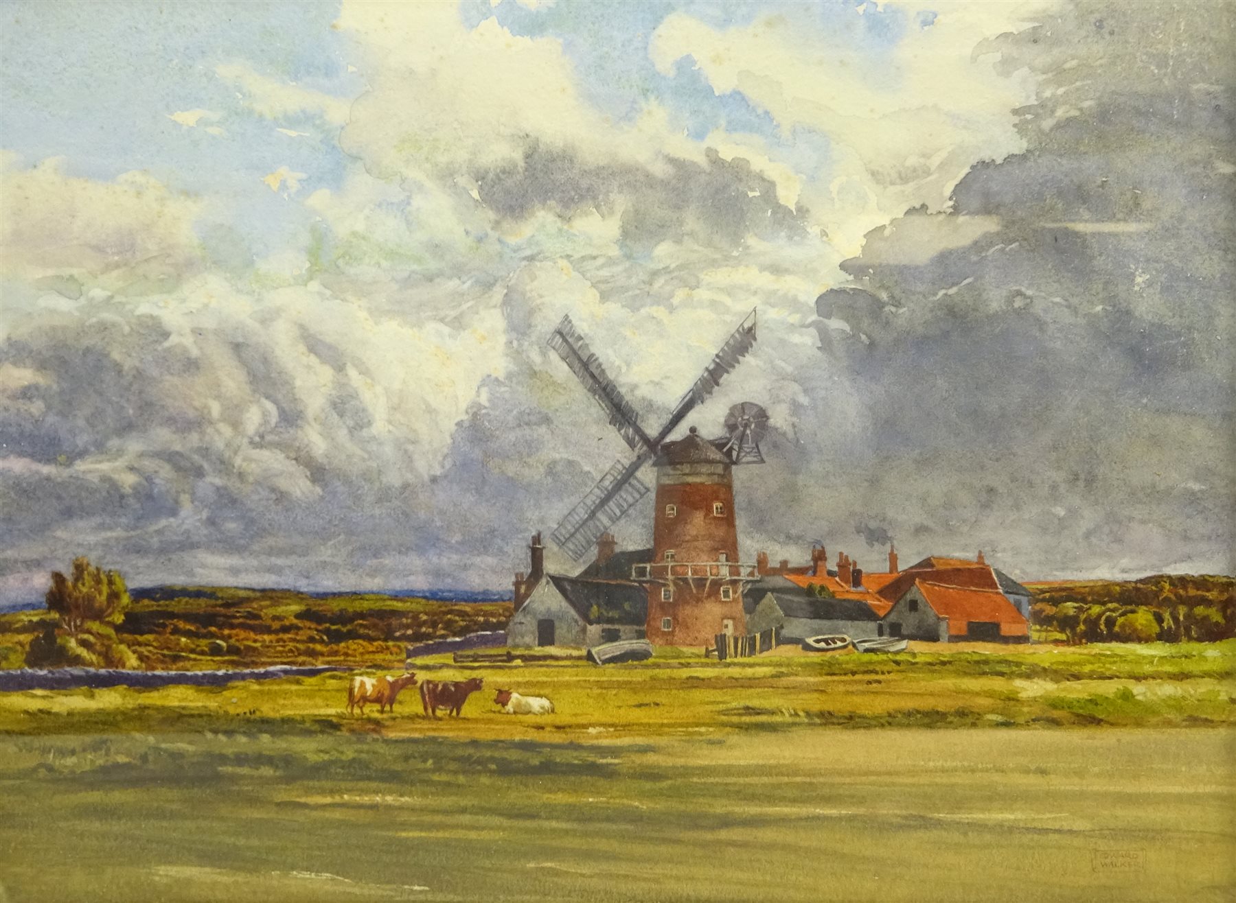 Edward Walker (British 18791955) Windmills under Heavy Skies, pair