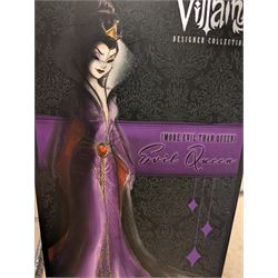 Three Disney Villains Designer Collection dolls,  'Evil Queen', 'Malificent' and Mother Gothel, all in original boxes and bags