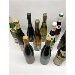Mixed alcohol including Pieroth Rotgold Sekt red sweet 75cl, 11.5%vol, Pieroth Duett 1988 Muller - Thurgau Qualitatswein 750ml, 10.5%vol etc, various contents and proofs, 20 bottles