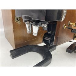 Three W. Watson & Sons microscopes, comprising Kima no 58173, Low power binocular no 98846 and High power binocular no 103144, all boxed 