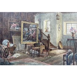DJ Boothroyd (British 20th century): 'The Studio', watercolour signed, titled on the mount 37cm x 53cm 