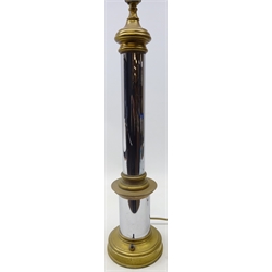  Art Deco chrome and brass cylindrical table lamp, H54cm excluding fitting  