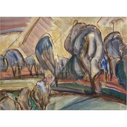 Elsie Marian Henderson (British 1880-1967): Landscape Study, mixed media unsigned 23cm x 30cm (unframed)