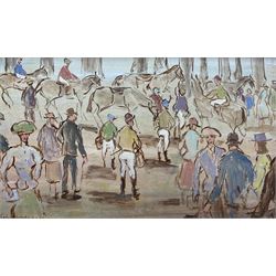 Gladys Maccabe MBE ROI (Northern Irish 1918-2018): Phoenix Park Racecourse - Dublin, gouache and wash signed 21cm x 36cm