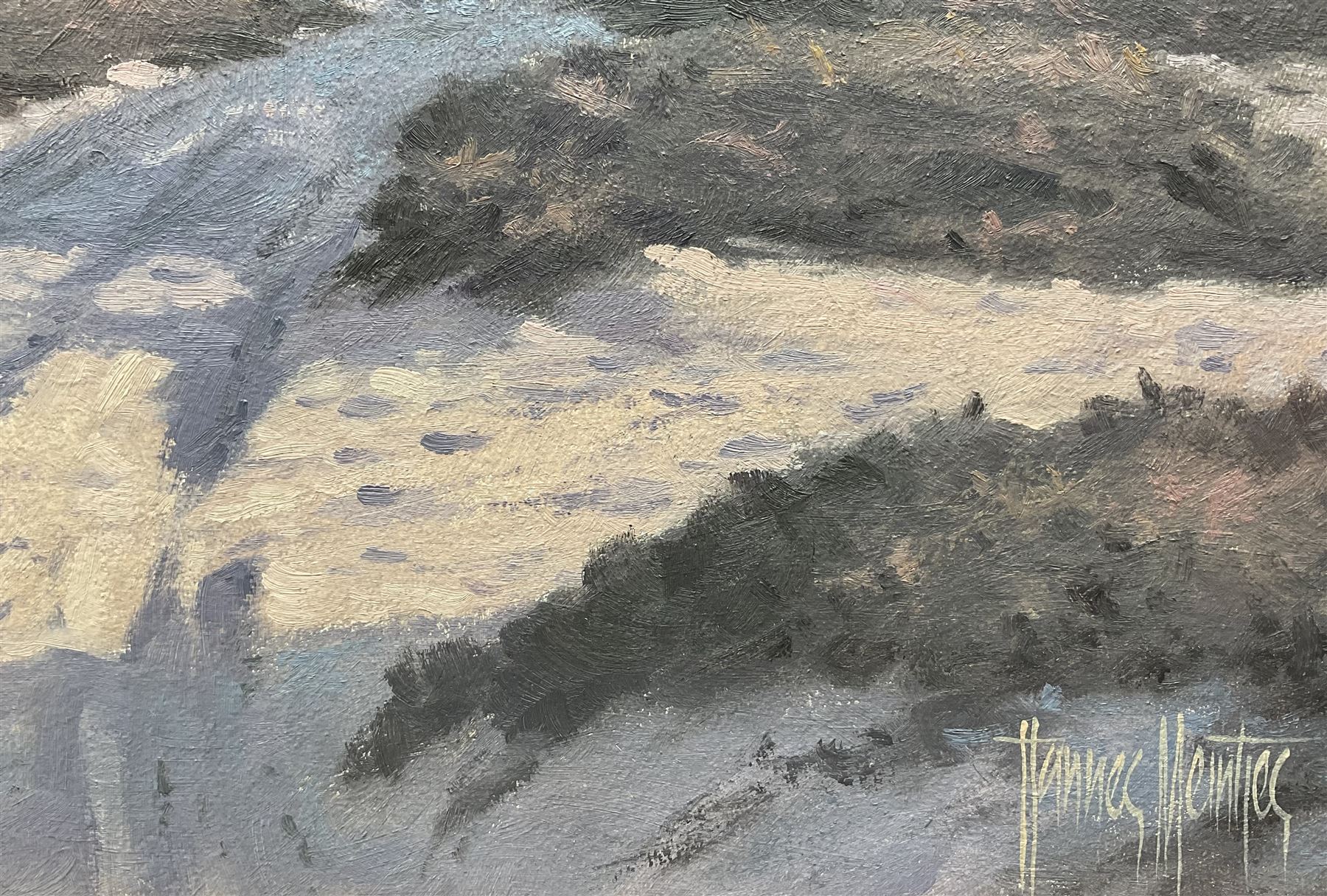 Hannes Meintjes (South African 1944-): Road towards the Mountains,  oil on canvas mounted on board signed 29cm x 49xm 