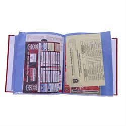 Comprehensive collection of approximately two hundred and twenty Scarborough FC football programmes for the 1999/00, 2000/01, 2001/02 and 2002/03 seasons, all filed within eight dedicated Scarborough FC red Home and Away binders