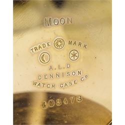 Gold plated Waltham Traveler full hunter keyless lever pocket watch, No. 17654125, white enamel dial with Roman numerals, boxed