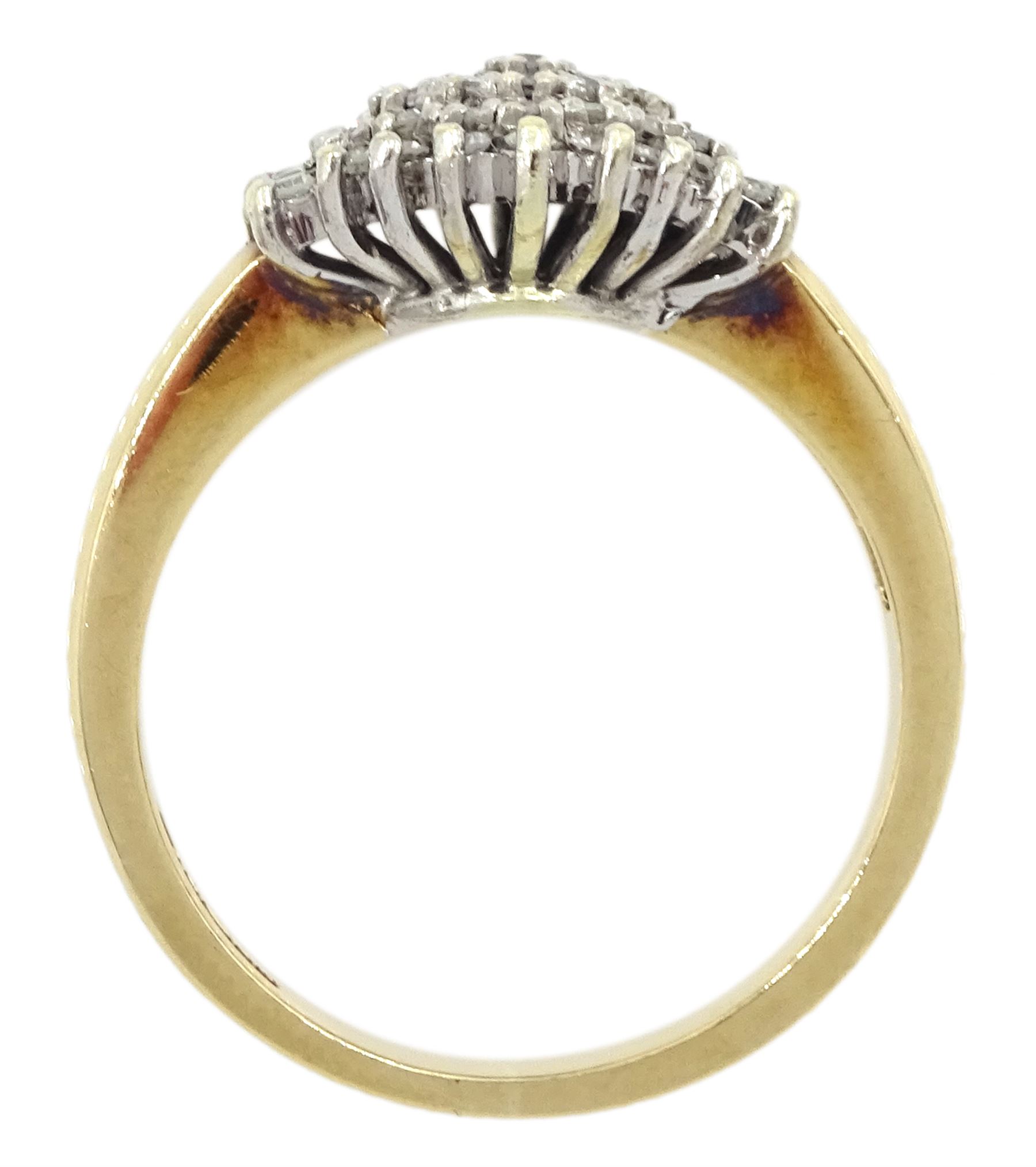 9ct gold diamond chip cluster ring, hallmarked