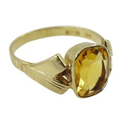 9ct gold single stone citrine ring, hallmarked