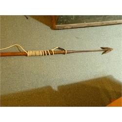  Late 19th/early 20th century Expedition Whale Harpoon, iron twin folding flue tip stamped with broad arrow by W Smith & Son Reddich, octagonal wooden shaft with rope binding, L200cm   