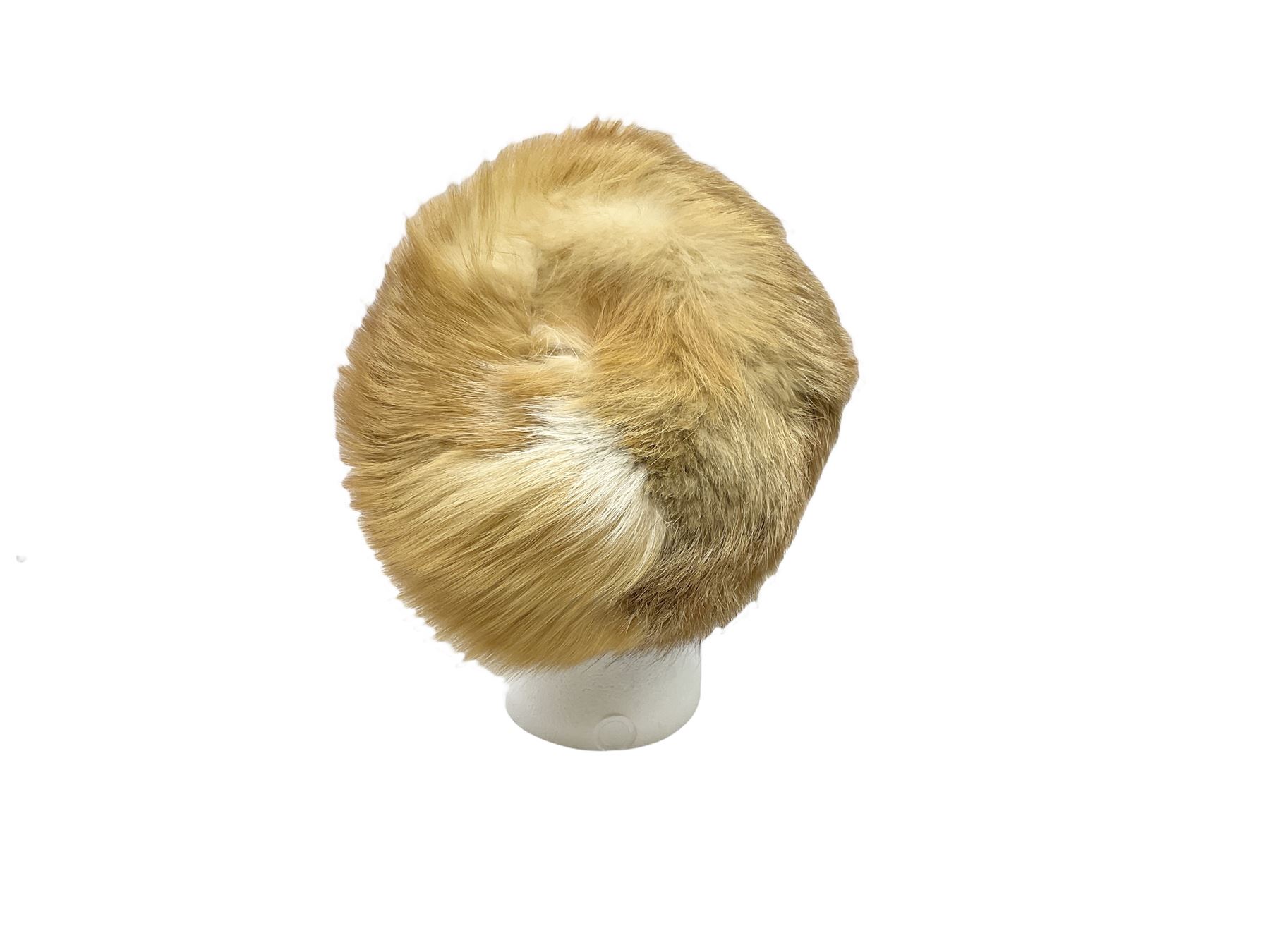 White Saga fox stole, together with Cresta Red fox fur hat, Red fox fur headband, a fur headband and matching cuffs, Harris Tweed clutch bag with fur trim, a fur clutch bag and an Ostrich feather and mohair scarf. 