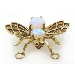 9ct gold opal set bee pendant hallmarked
