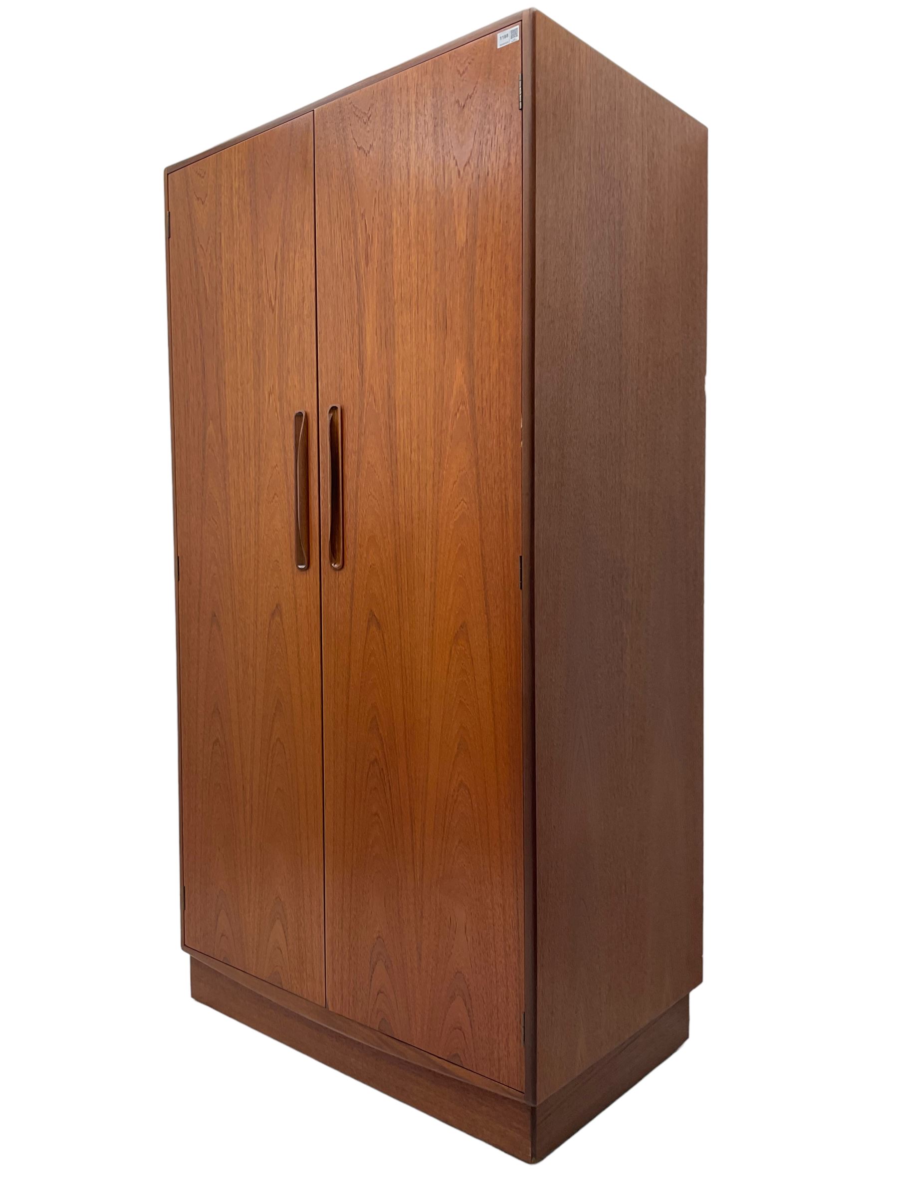 GPlan wardrobe mid20th century teak 'Fresco' double wardrobe, two doors enclosing hanging