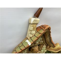 Extensive collection of Pendelfin rabbits and stands, to include Betsy Barge, Fruit Shop, Uncle Soames, Event Piece etc, many with original boxes 