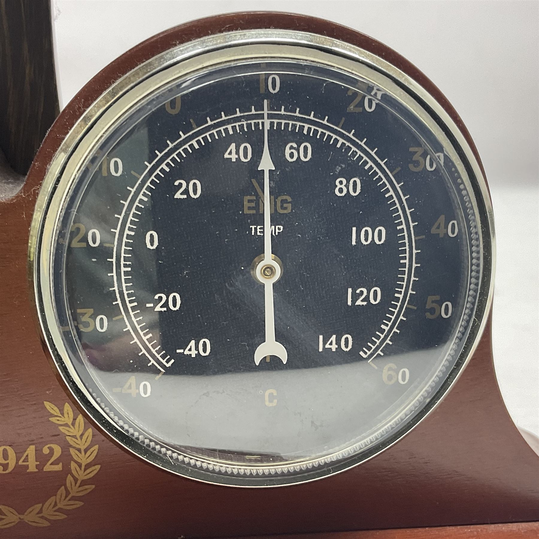 Bradford Exchange 70th Anniversary Lancaster Desk Clock/Barometer; wing span 24cm; with certificate; Corgi Forward March Somme Trench Scene 'Another Day in Hell'; limited edition of 500 with certificate; cased pen handcrafted from a section of oak wood from Messines Ridge (bunker wood prop support); limited edition No.1/6 with certificate; and boxed Bletchley Park souvenir paperweight (4)
