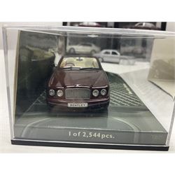 Nine Paul's Model Art 'Minichamps' 1:43 scale die-cast models - six boxed Bentleys and two unboxed Bentleys; and a Bedford estate van (9)