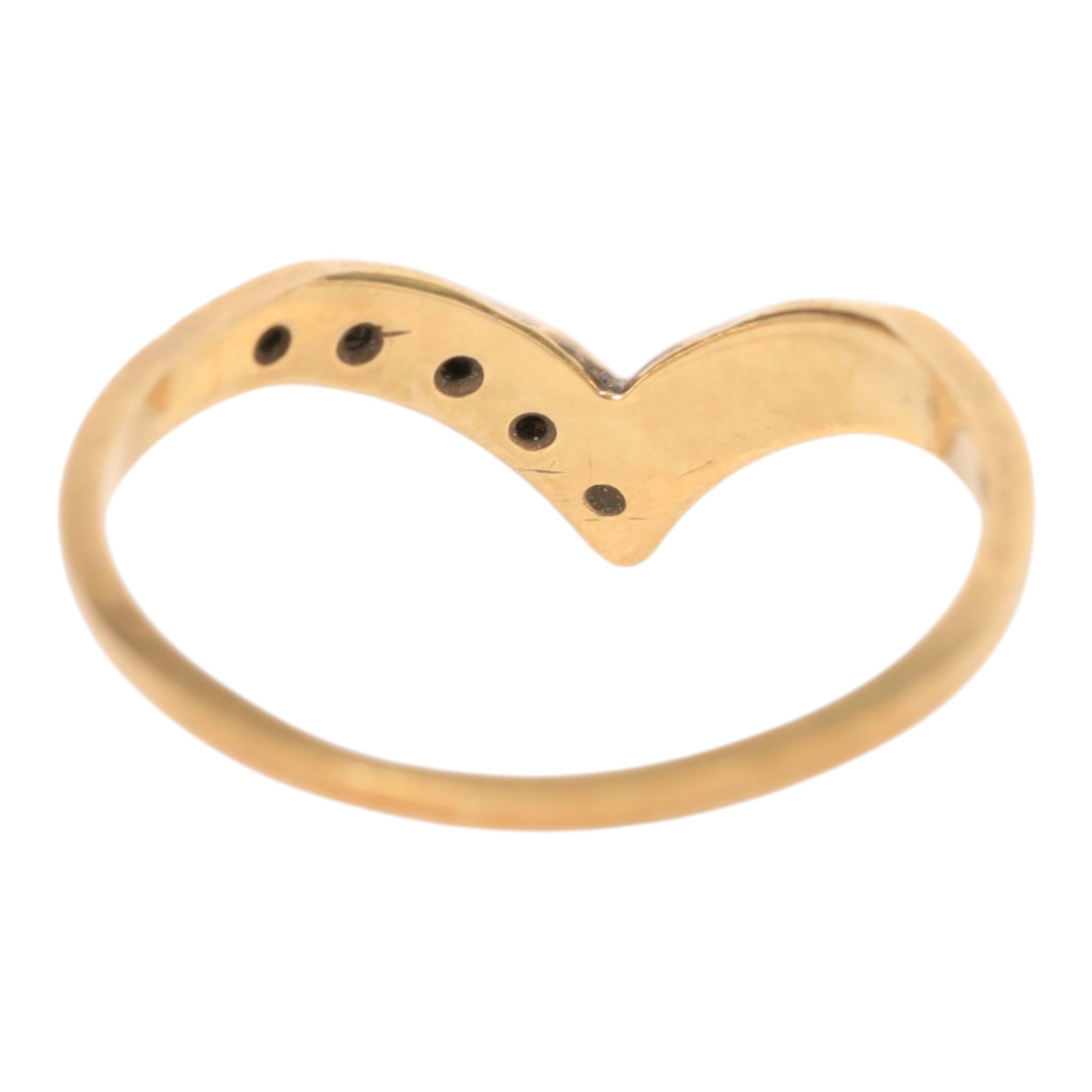 9ct gold diamond wishbone ring, hallmarked