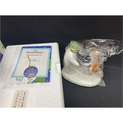 Four Coalport Characters The Snowman figures, comprising I'll Never Forget you with certificate, Pulling a Cracker and Adding a Smile, all with original boxes