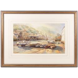 David C Bell (British 1950-): ‘Low Tide – Polperro', watercolour signed and dated 1994, titled verso 33cm x 56.5cm