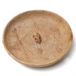 Mouseman - Adzed oak fruit bowl with centre mouse signature D29cm by the workshop of Robert Thompson, Kilburn