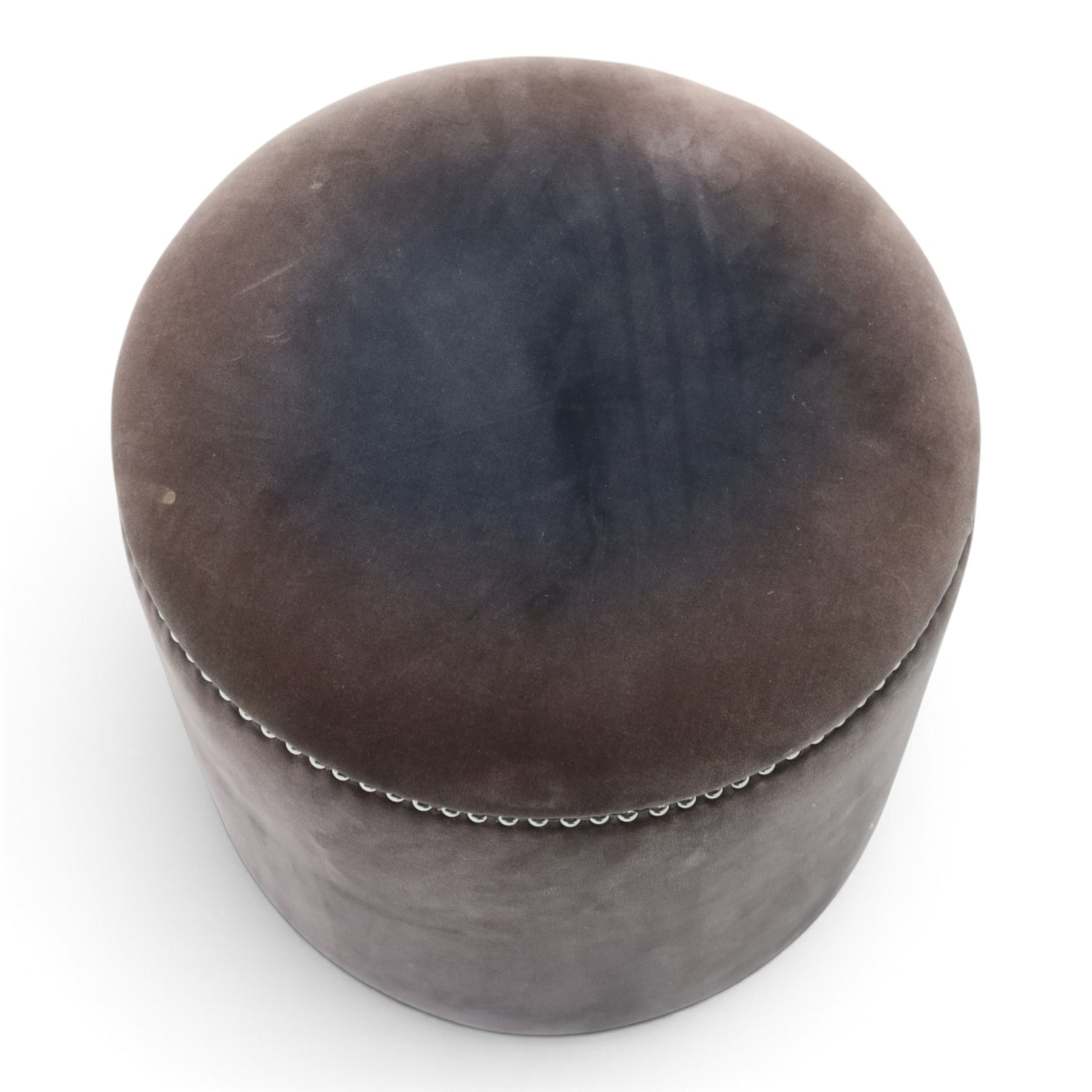 Oka - Costellina circular ottoman stool upholstered in brown velvet