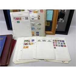Quantity of stamps, ephemera, framed pictures etc in one box