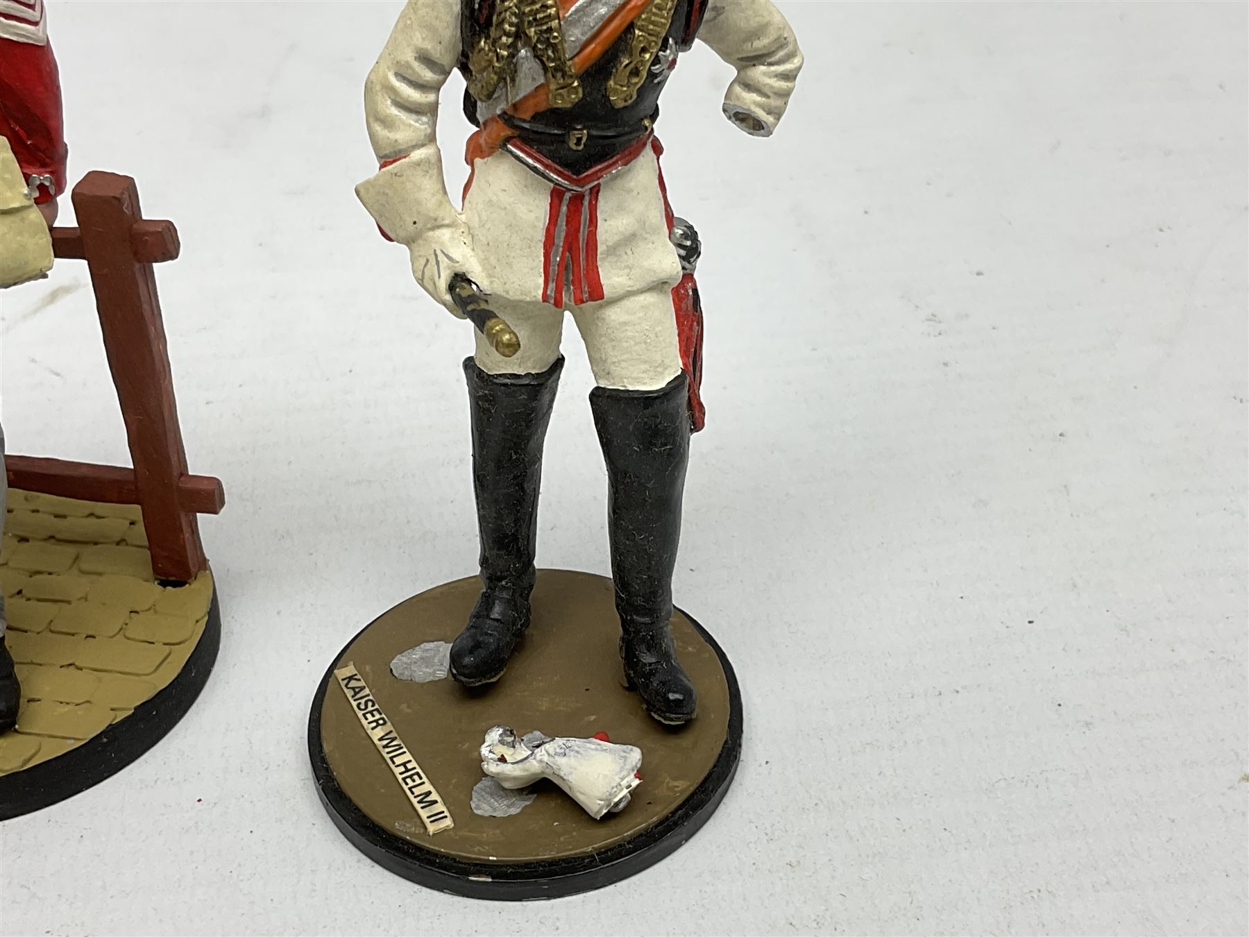Ten various composition figures of French soldiers, possibly by Elastolin, H9cm; and eight lead figures of French soldiers; together with five modern metal figures of soldiers (23)