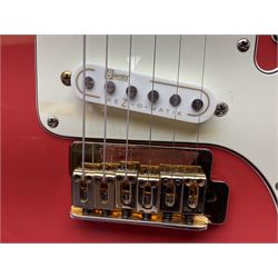 Burns Club Series Marquee electric guitar in fiesta red with maple fretboard; serial no.2002491 L100cm; in hard case with GuitarKes service and set-up certificate dated January 2022