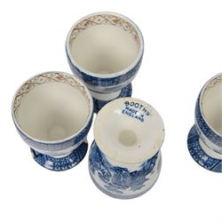 Booths Real Old Willow tea and dinner service, including six dinner plates, eight side plates, four egg cups, milk jug etc 