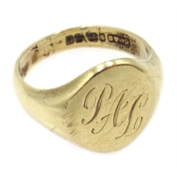  9ct gold signet ring, hallmarked, approx 6.7gm  