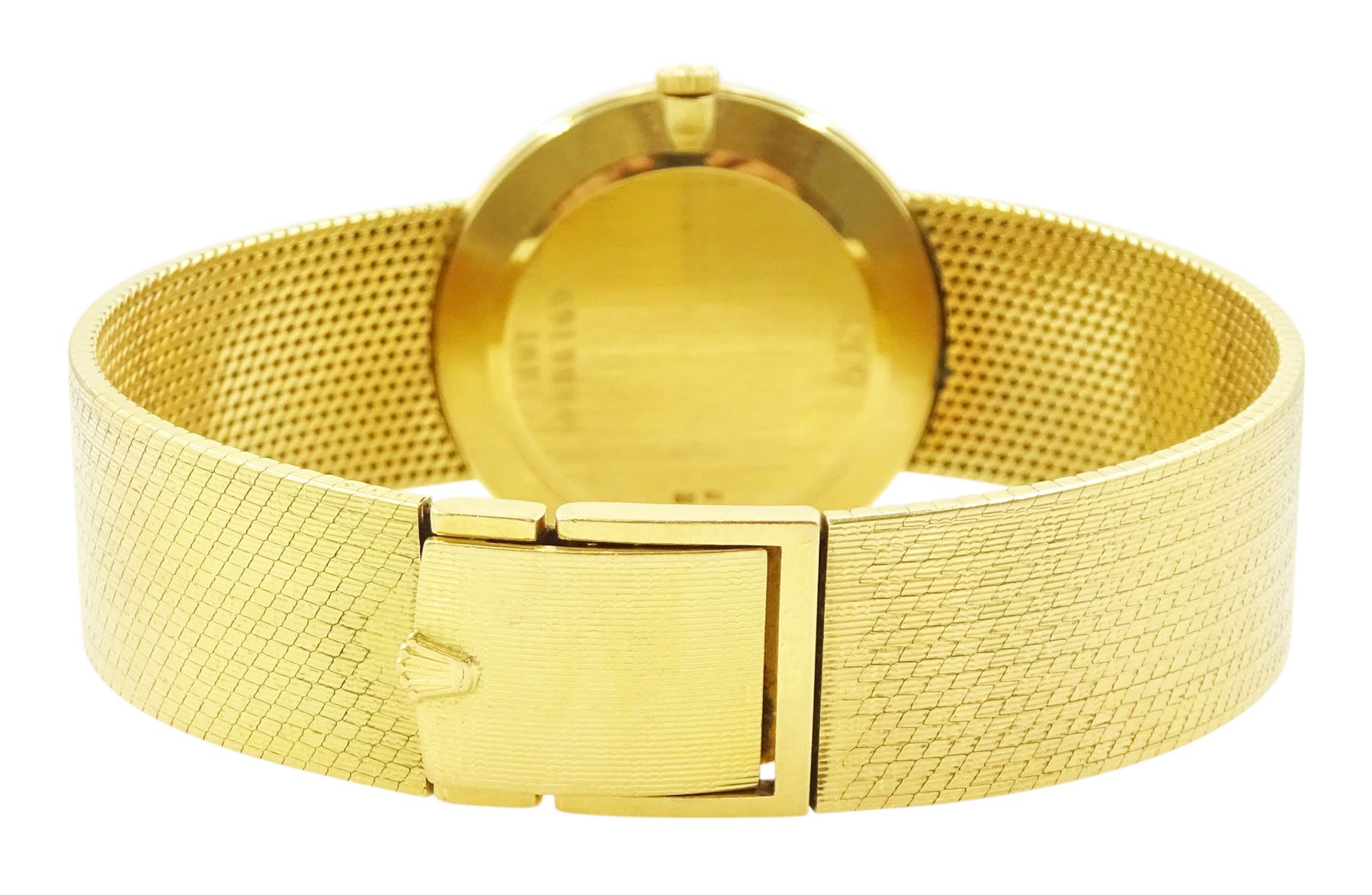 Rolex Cellini gentleman's 18ct gold manual wind wristwatch, circa 1981, Ref. 4309, Cal. 1601, case No. 6919854, silvered dial with baton hour markers, on integral 18ct gold bracelet, hallmarked