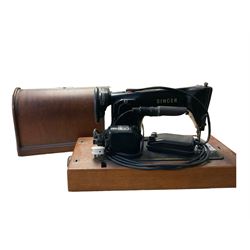 Cased Singer 201K sewing machine