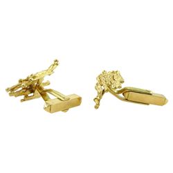 Andrew Grima pair of 18ct gold 'twig' design cufflinks, makers mark H J & Co, hallmarked London 1966, boxed with receipt dated 1967