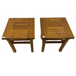 Manor Oak - pair of solid oak lamp tables, with under-tier