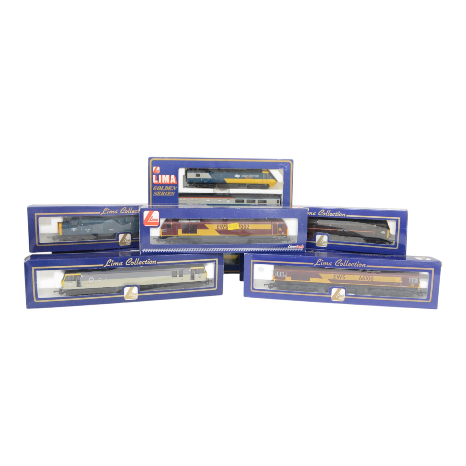 Seven Lima 00 gauge locomotives, including L205250 Class 57 'Freightliner Bond' no. 007, L204963 Diesel Class 67 EWS 'Special Delivery' no. 002, L204698 Diesel Class 40 'Aureol' no. 012, L204694 Class 47 'Prince William' no. 798 and L204795 Class 47 'Prince Henry' no. 799 and a Lima Golden Series 149751 Intercity Train Pack, all boxed (8)