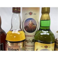 Nine Highland Malt Scotch Whiskys, including Royal Culross, Dalvegan, Angus Dundee etc, together with Amrut Indian Single Malt Whisky, verios contents and proof (10)
